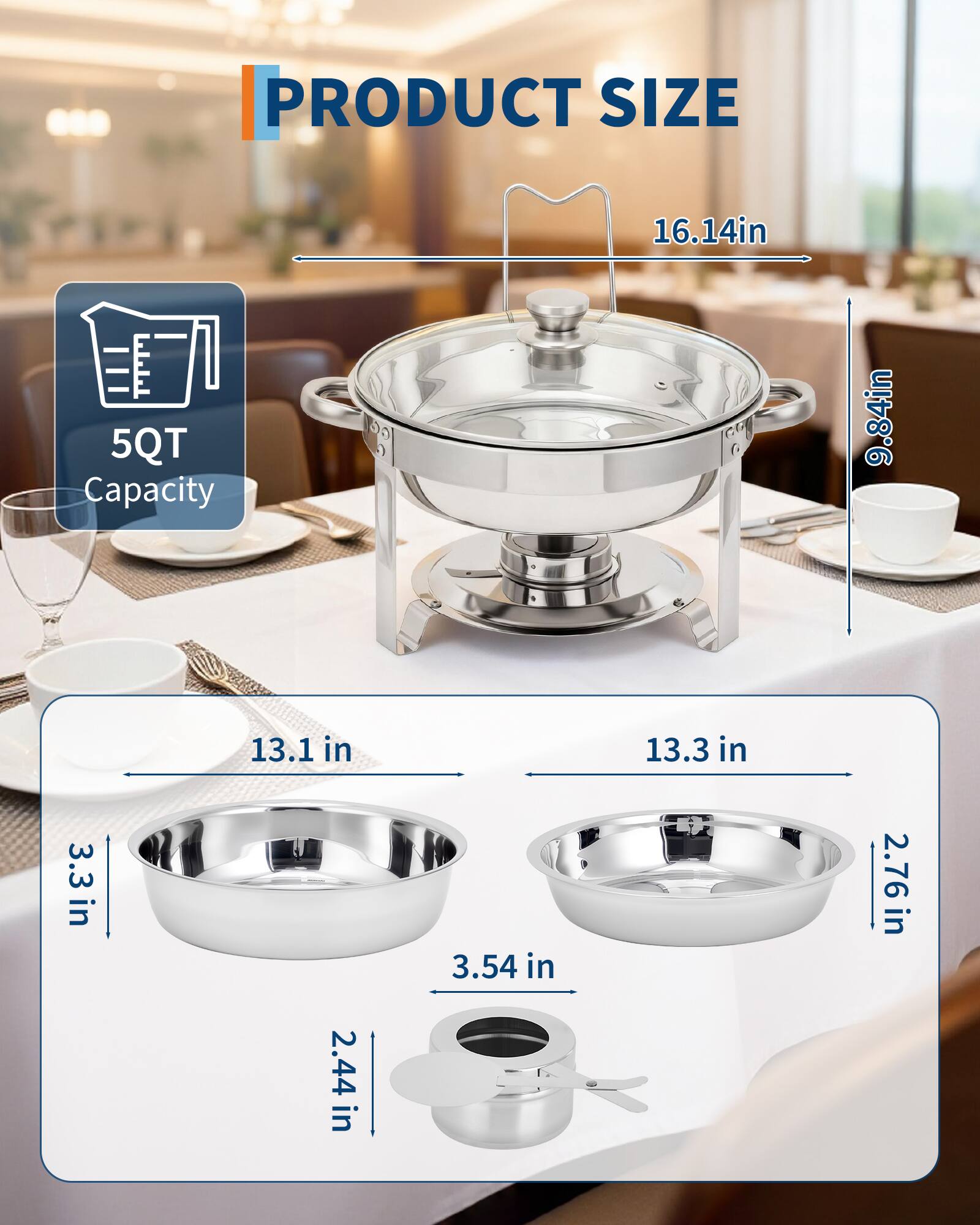 PRODUCT SIZE  
16.14in  
5QT Capacity  
9.84in  
13.1 in  
13.3 in  
3.3 in  
3.54 in  
2.76 in  
2.44 in