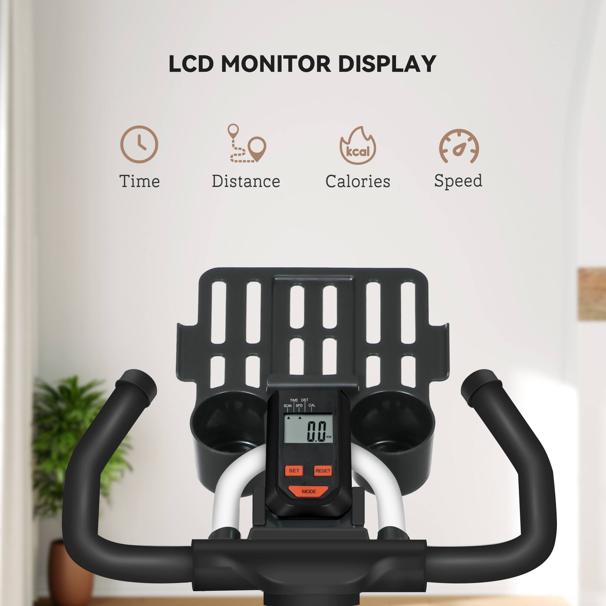 LCD MONITOR DISPLAY

- Time
- Distance
- Calories
- Speed

TMC DOT SCAN 300 OL

- SET
- RESET
- MODE
