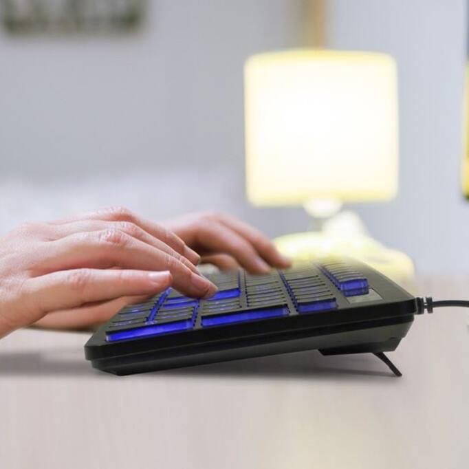 Alt View 1. Aluratek - Aluratek Large Print Tri-color LED Backlight Illuminated Keyboard - Cable Connectivity - USB Interface - LED - Unknown.
