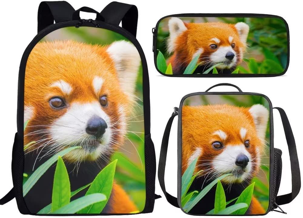 Live At Space - AmzPrint Kawaii Backpack Girls School Panda Lunchbox Middle - A Red Panda-One Size