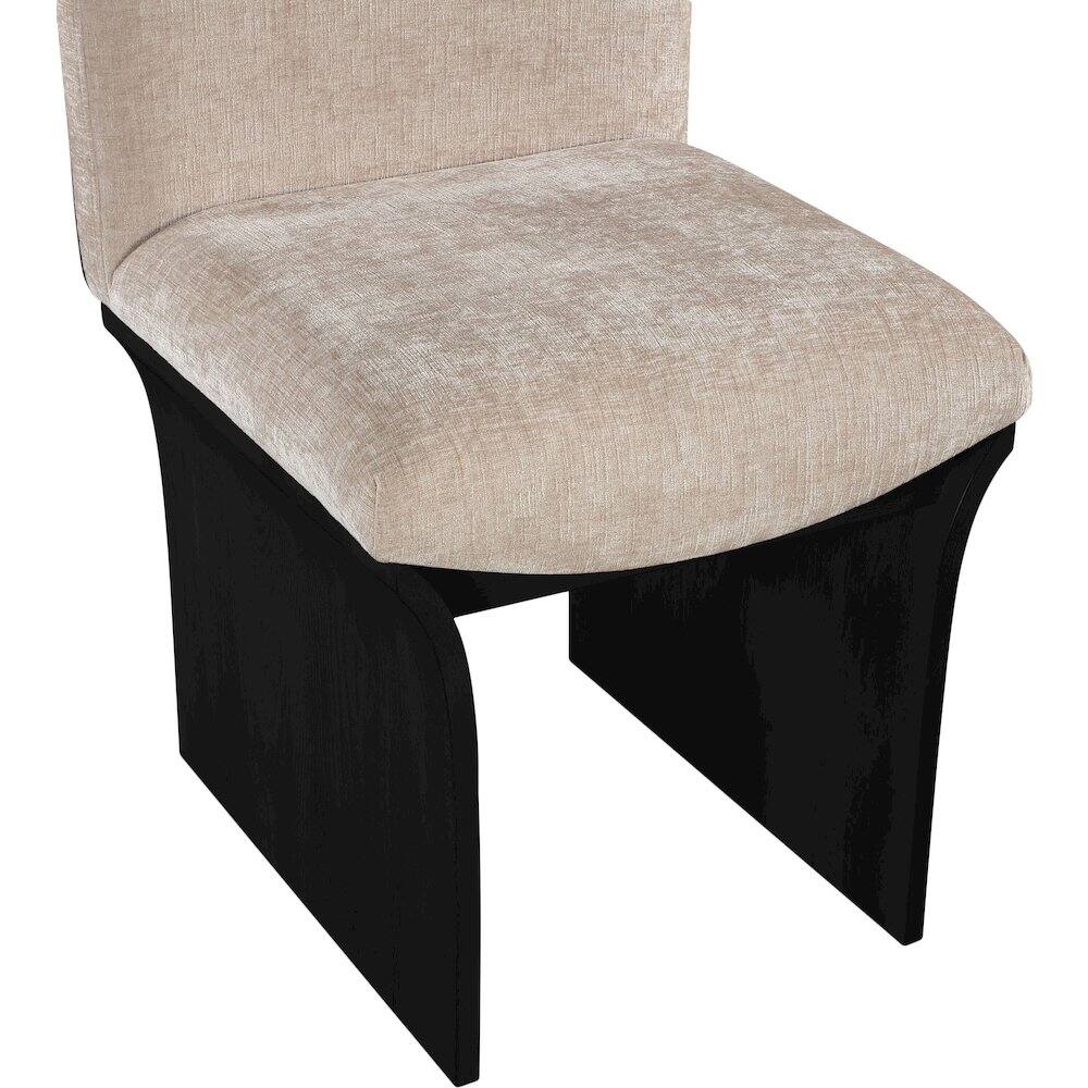 Alt View 3. Meridian Furniture - Shaw Beige Chenille Fabric Upholstered Dining Chair - Black.