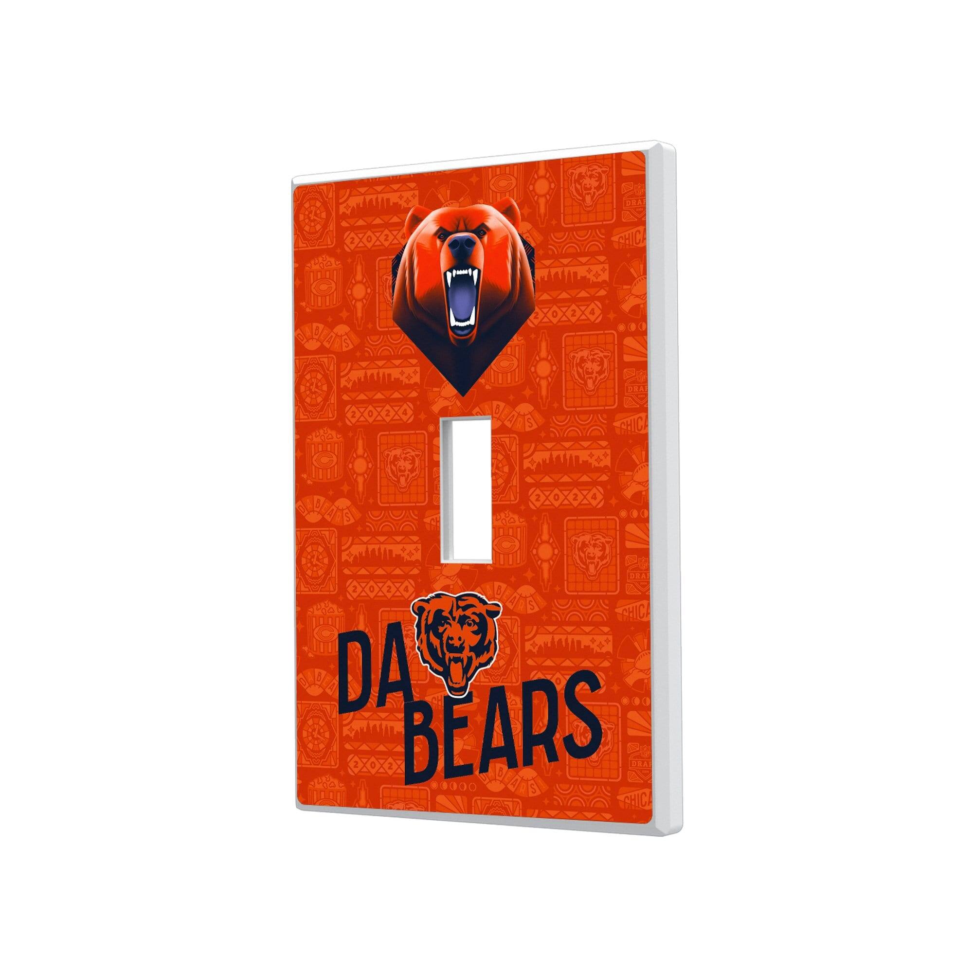 Keyscaper - Chicago Bears 2024 Illustrated Limited Edition Single Toggle Light Switch Plate - White