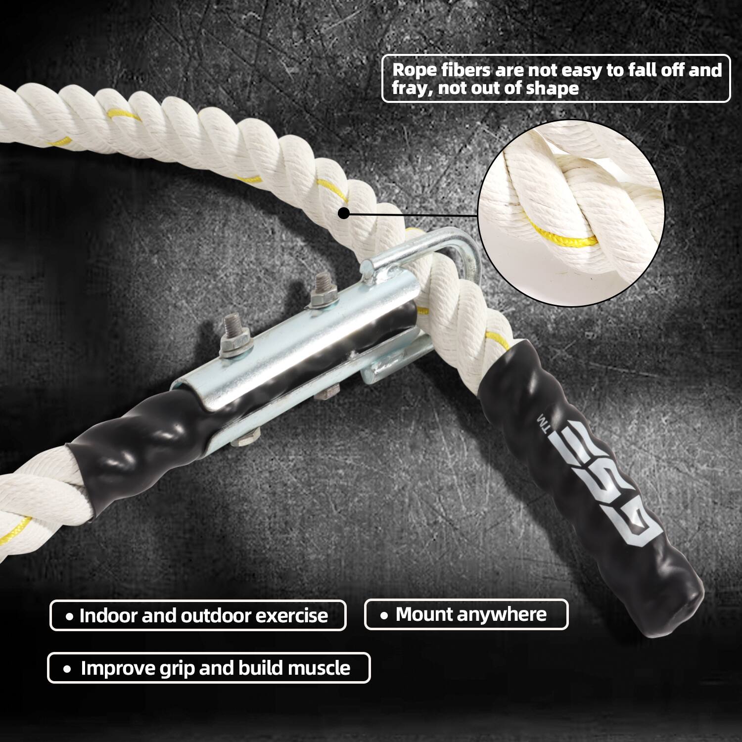 Indoor and outdoor exercise, Mount anywhere, Improve grip and build muscle, Rope fibers are not easy to fall off and fray, not out of shape