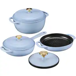 Best Choice Products - 6-Piece Enameled Cast Iron Cookware Set - Cornflower