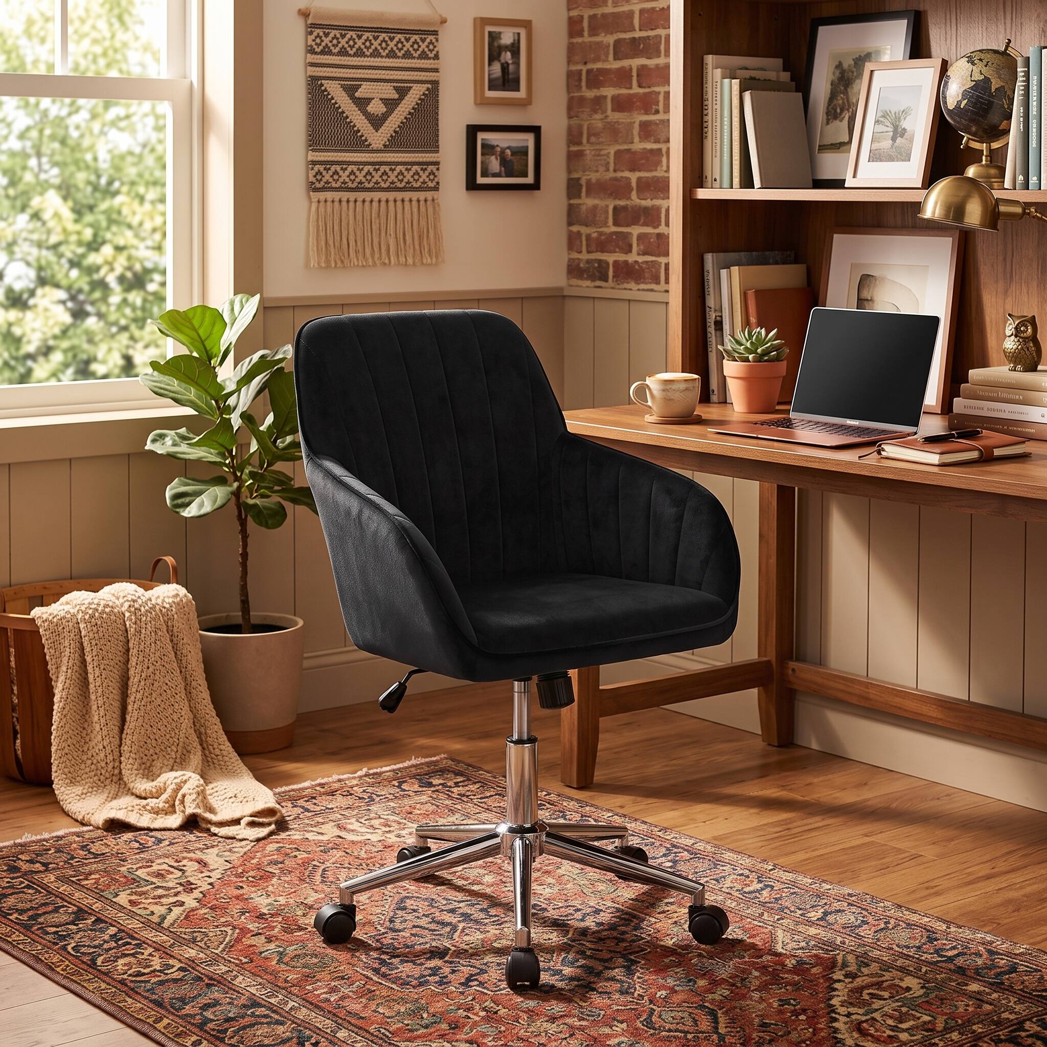 Alt View 8. Forest'nSky - Silver Metal Adjustable Office Chair with Ergonomic Swivel Chair, Backrest Seat,Black - Black.