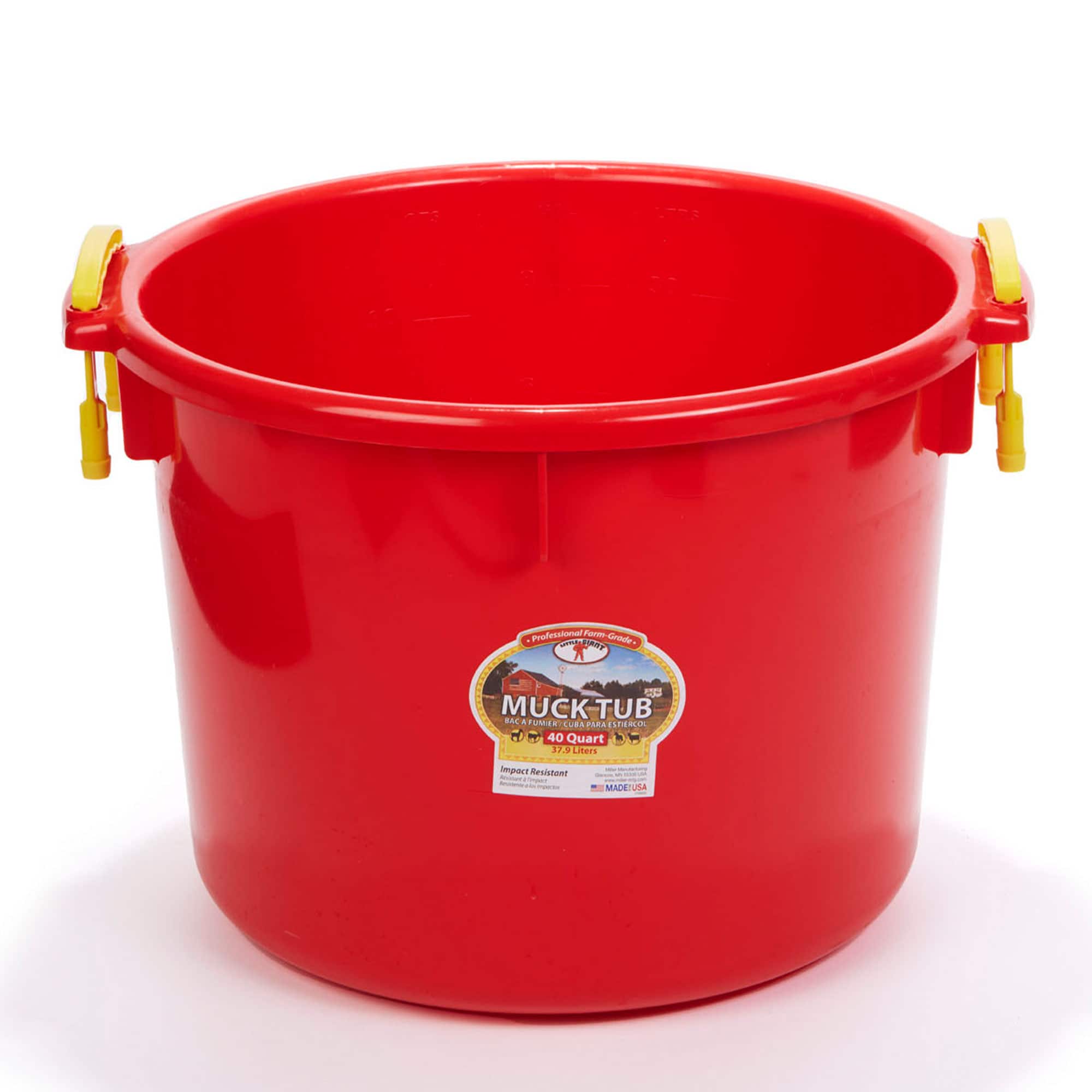 Little Giant - 40 Quart Durable and Versatile Utility Muck Tub w/Handles, Red