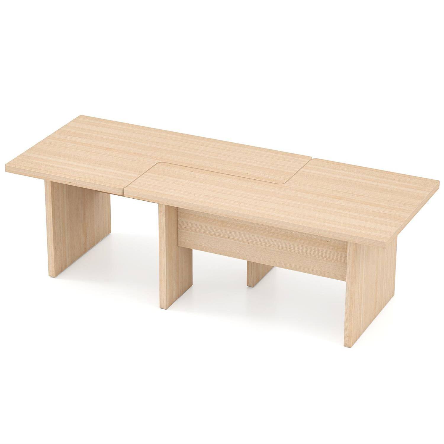 Alt View 2. Pefilos - Modular Coffee Table Set (2 Pieces), L-Shaped Reconfigurable Structure, Small Space Optimized, Oak - Brown.