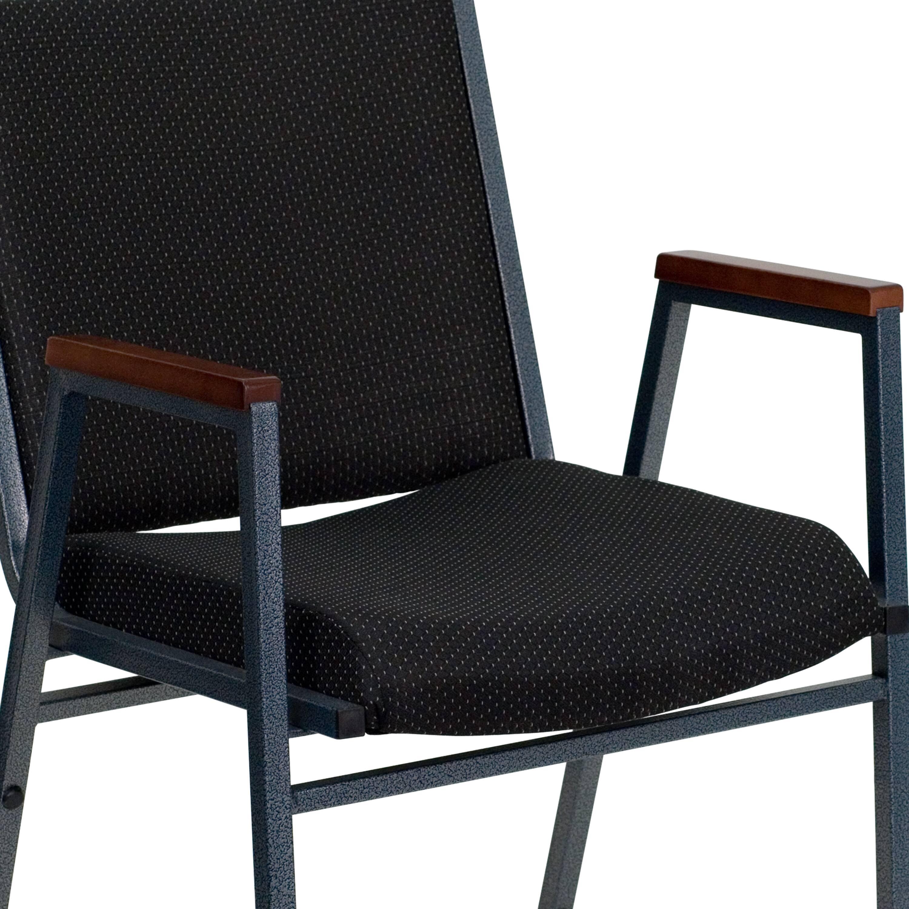 Alt View 9. Emma + Oliver - Heavy Duty Reception/Guest Stack Chair with Arms - Black Patterned Fabric.