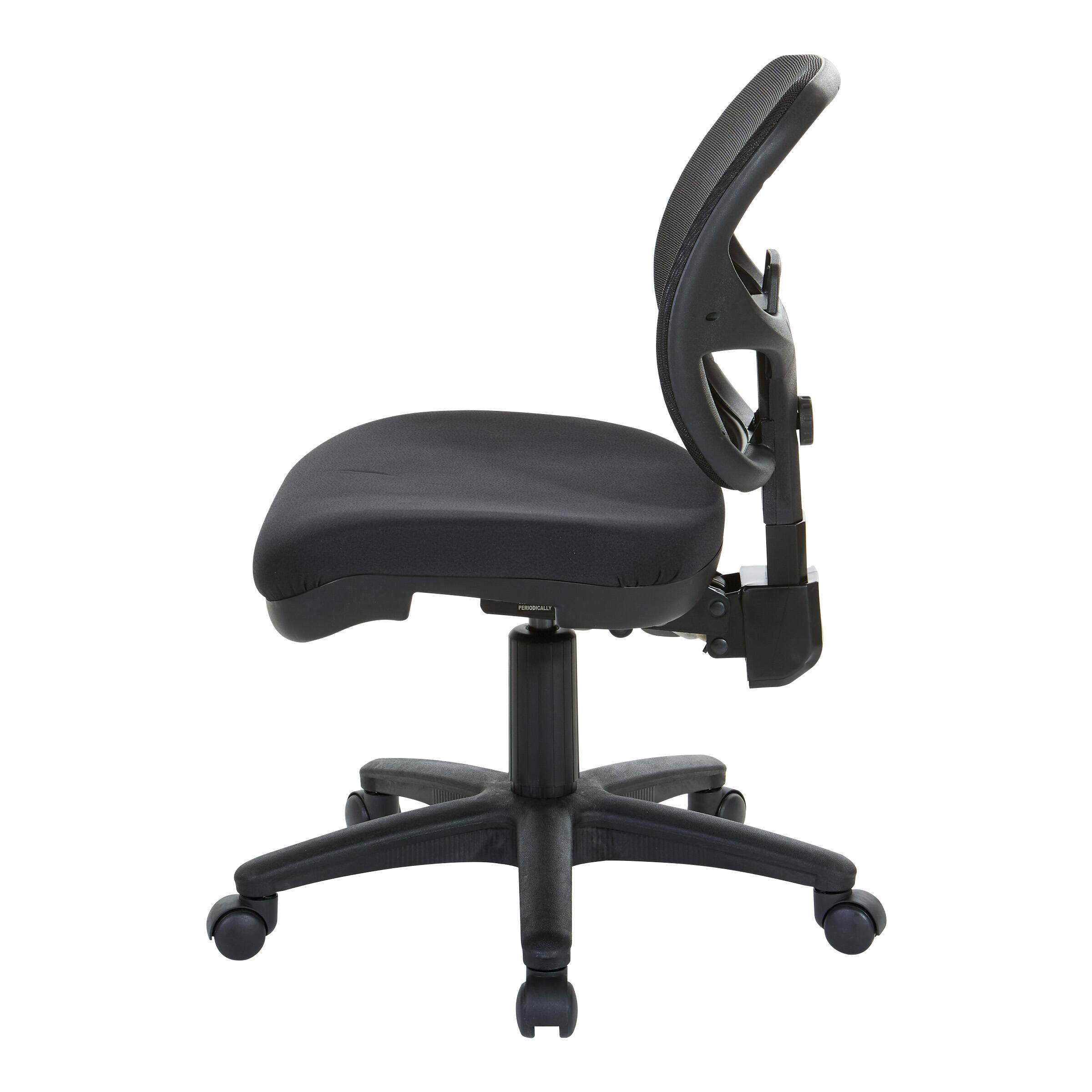 Left. Office Star Products - Ergonomic Task Armless Chair in Black FreeFlex® Fabric with Pneumatic Seat Height Adjustment - Coal.