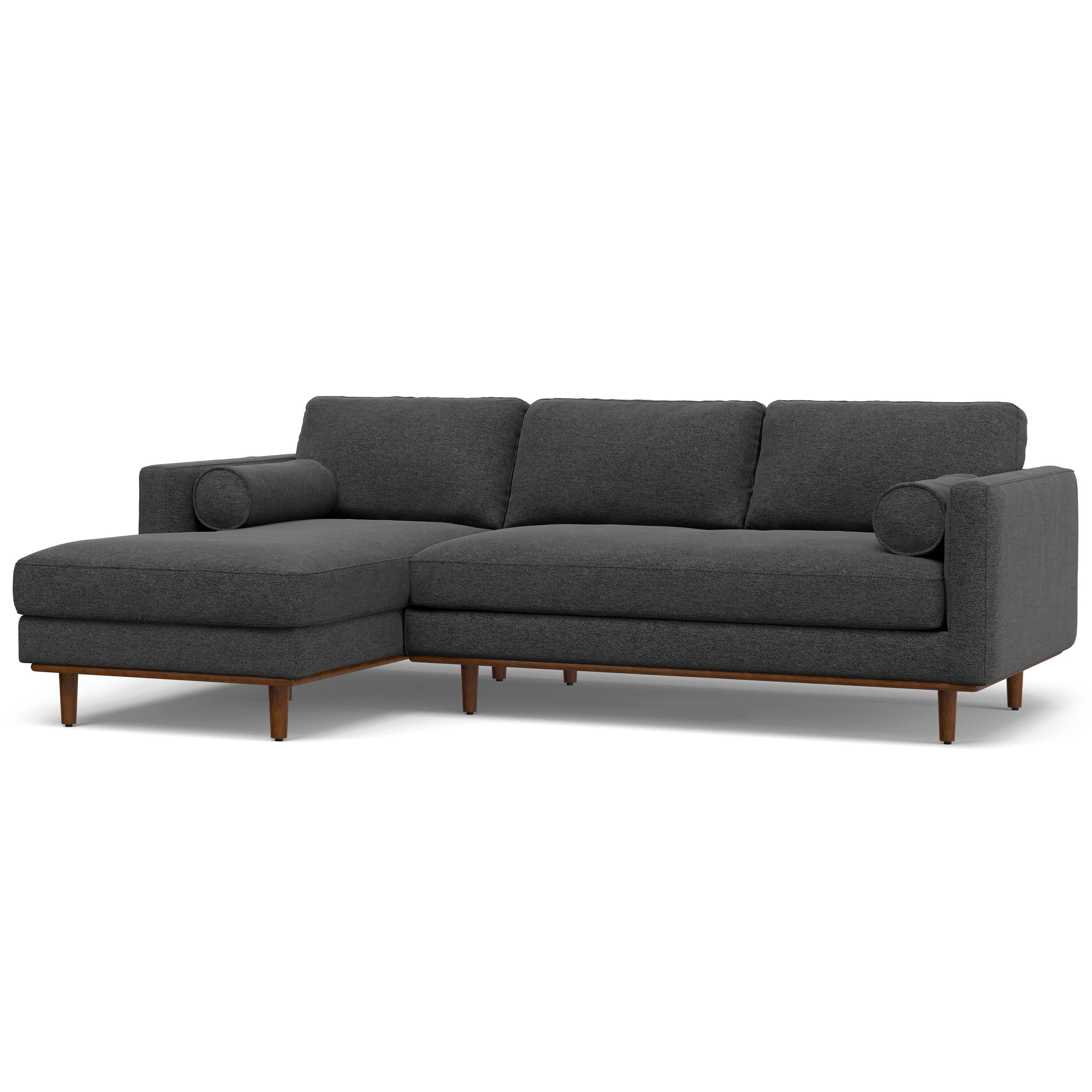 Alt View 1. Simpli Home - Morrison Mid Century Left Sectional 102 inch Wide Sofa Sectional in Charcoal Grey Woven-Blend Fabric - Charcoal Grey.