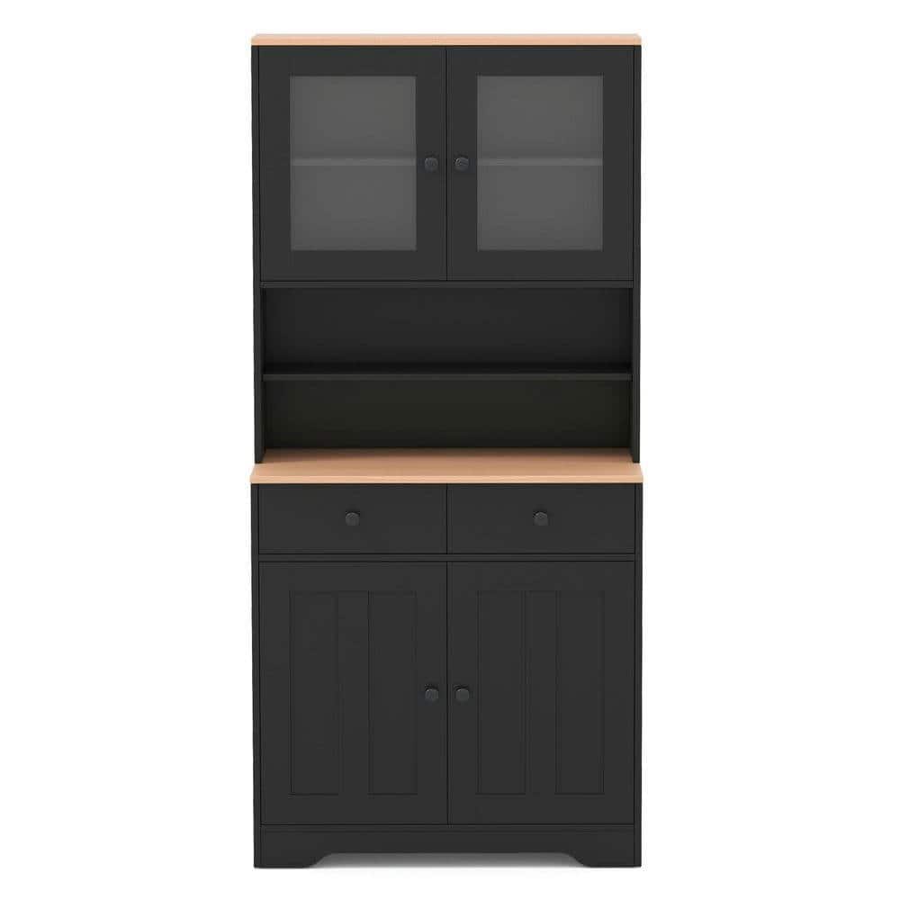 Kadyn - 2-Shelf Pantry Cabinet with Removable Adjustable Shelves - Black