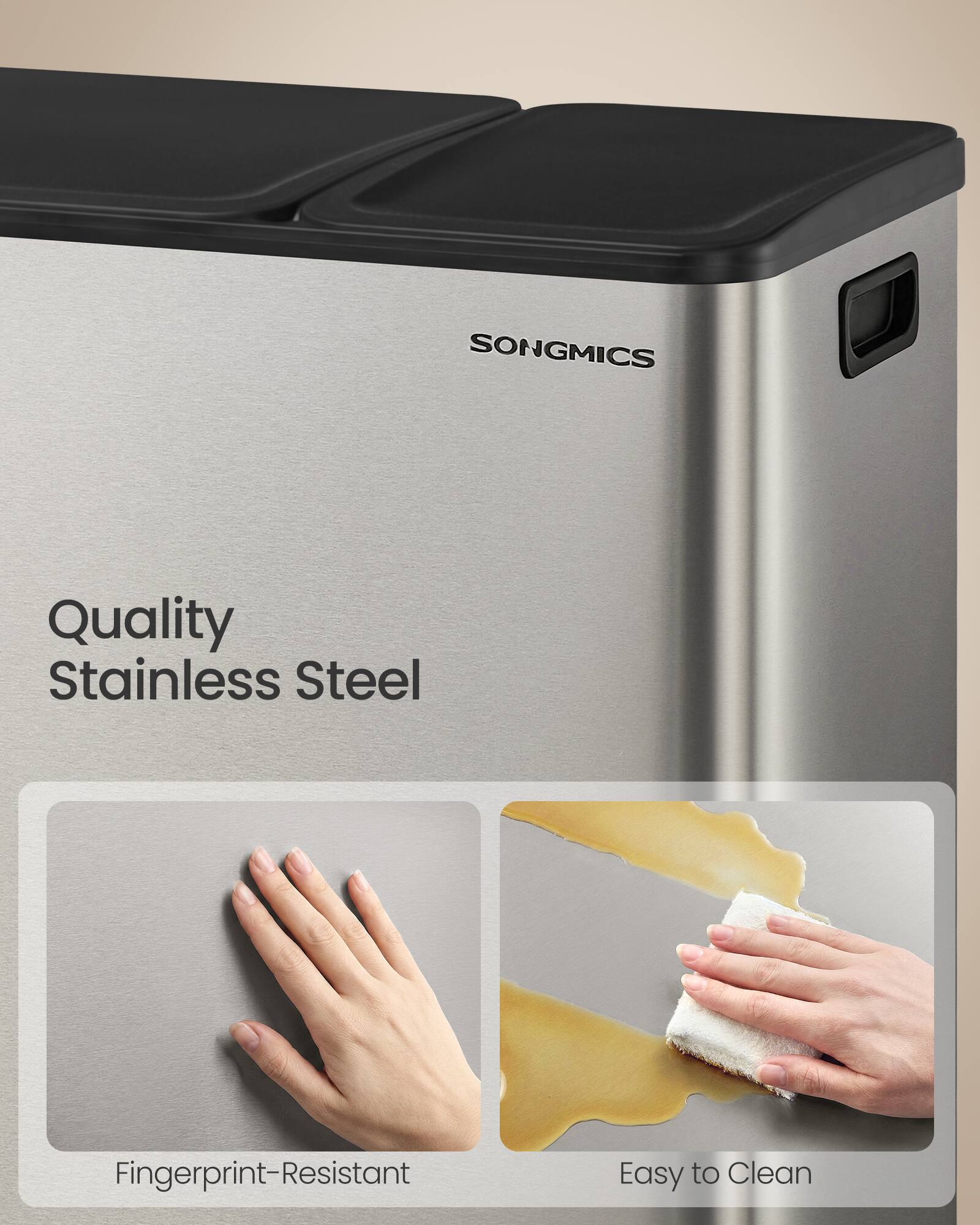 SONGMICS Quality Stainless Steel Fingerprint-Resistant Easy to Clean