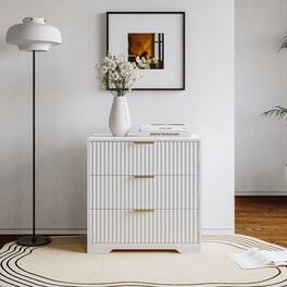 Furologee - 27"W Modern Nightstand With 3 Storage Drawers - White
