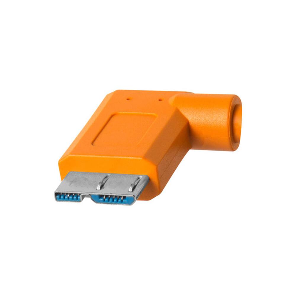 Alt View 1. Tether - Tether Tools TetherPro USB-C to 3.0 Micro-B Right Angle, 15' (4.6m), High-Visibility Orange - Orange.