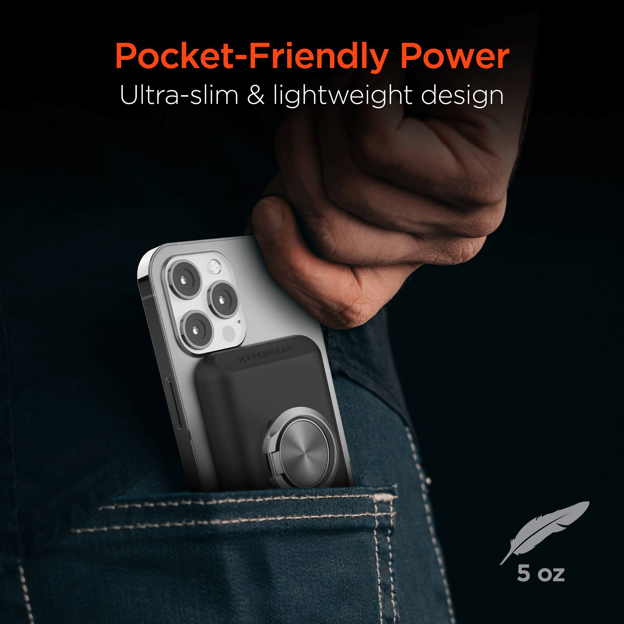 Pocket-Friendly Power  
Ultra-slim & lightweight design  
5 oz