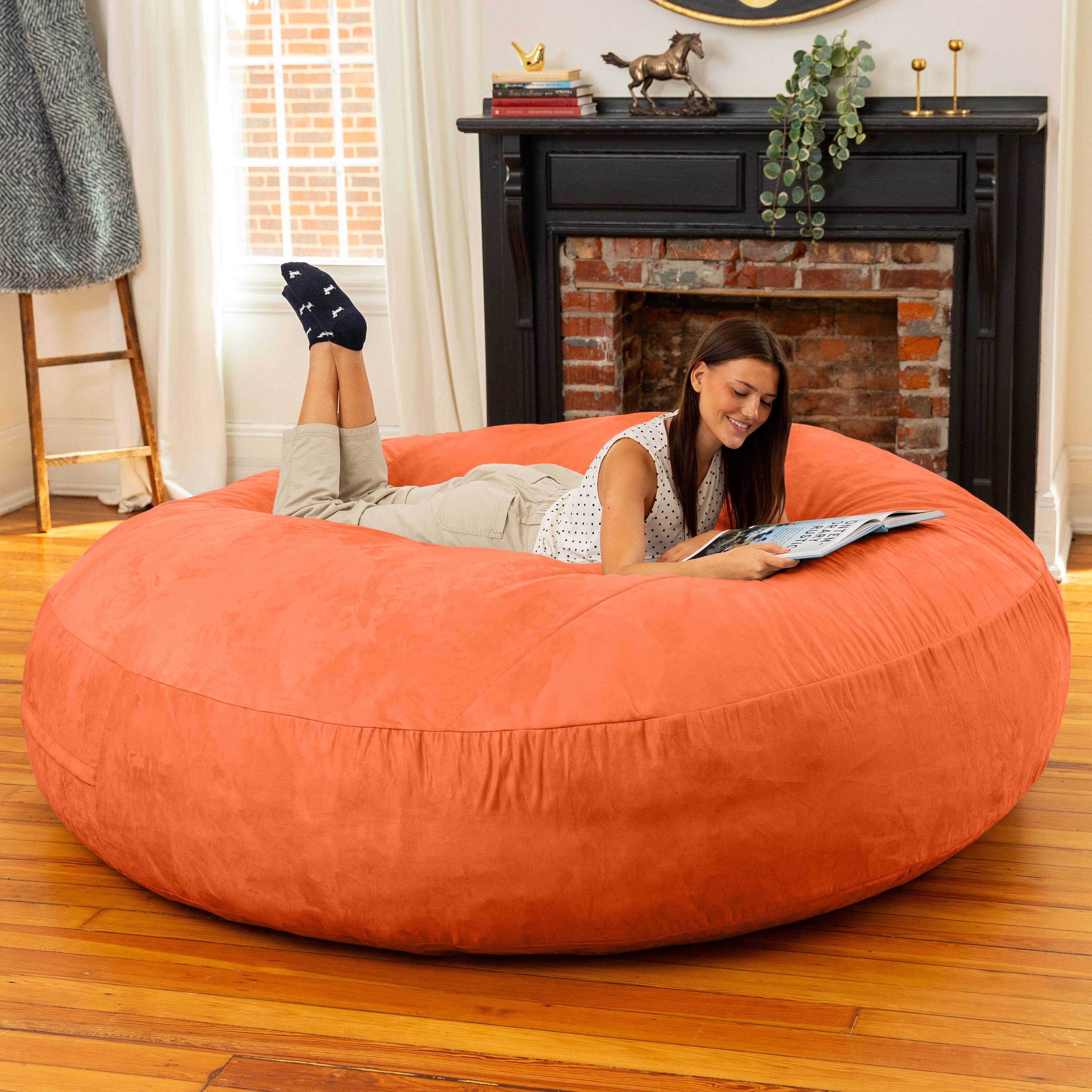 Alt View 3. Jaxx - Jaxx 6 Foot Cocoon - 2-in-1 Convertible Bean Bag Bed & Large Bean Bag Chair for Adults, Mandarin - Mandarin.