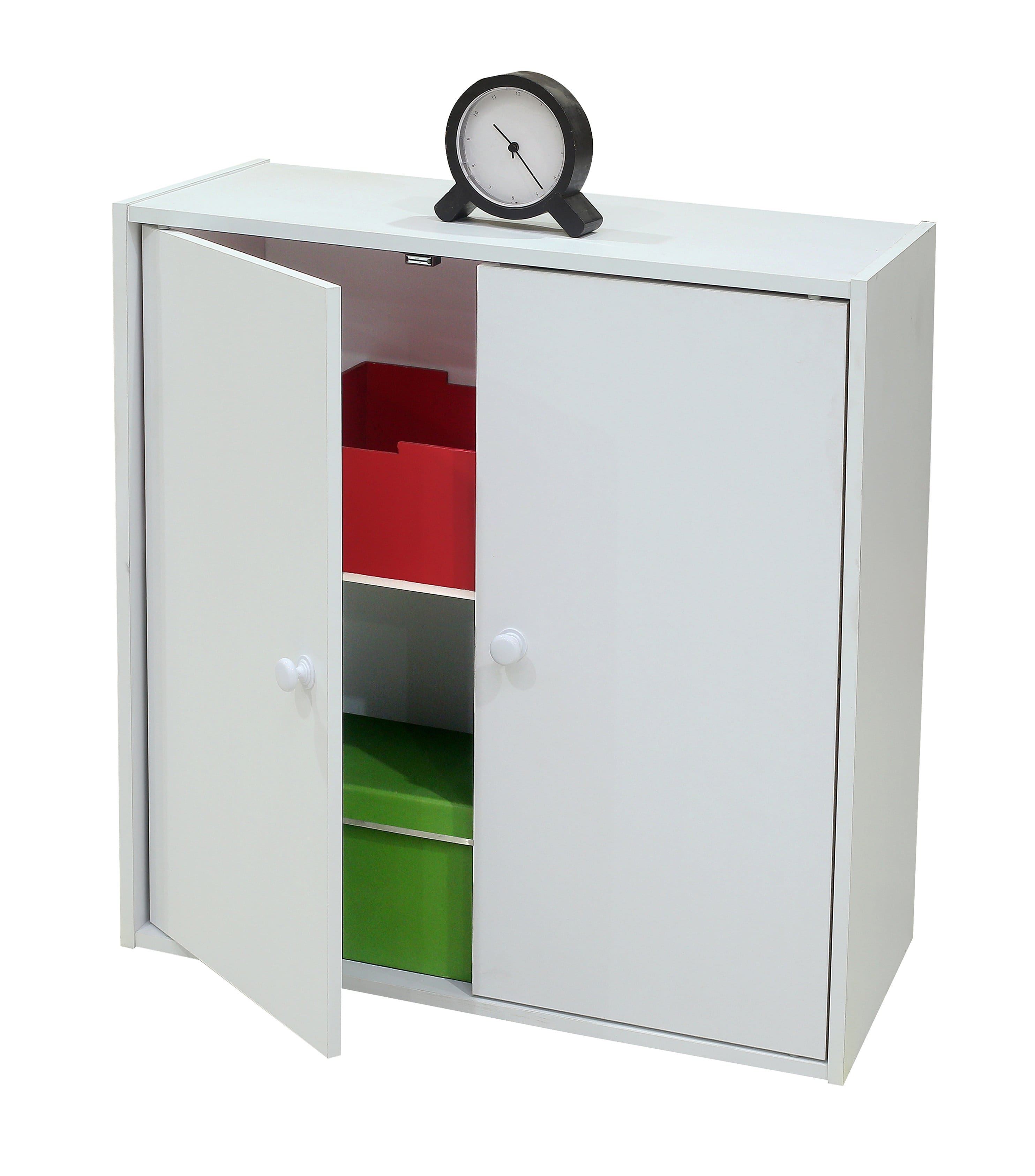 Front. Kings Brand Furniture - Kings Brand Furniture 2 Door Storage Organizer Bookcase, White - White.