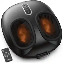Renpho - Foot Massager with Heat for Plantar Fasciitis, Deep-Kneading Feet Massager, Mens Size 12 - Black