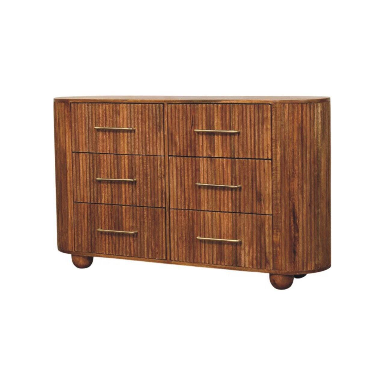 Left. Artisan Furniture - Artisan Furniture Solid Wood Amber Oak Ridgefront Chest, 6 Drawer, Brown - Brown.