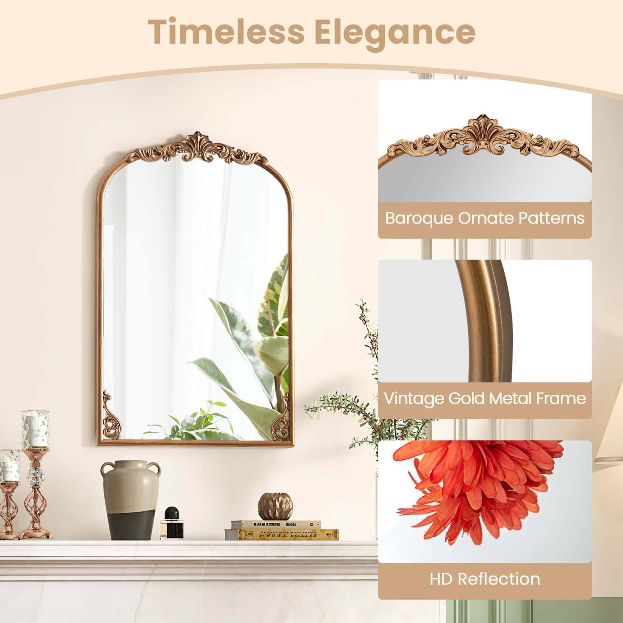 Timeless Elegance | Baroque Ornate Patterns | Vintage Gold Metal Frame | HD Reflection