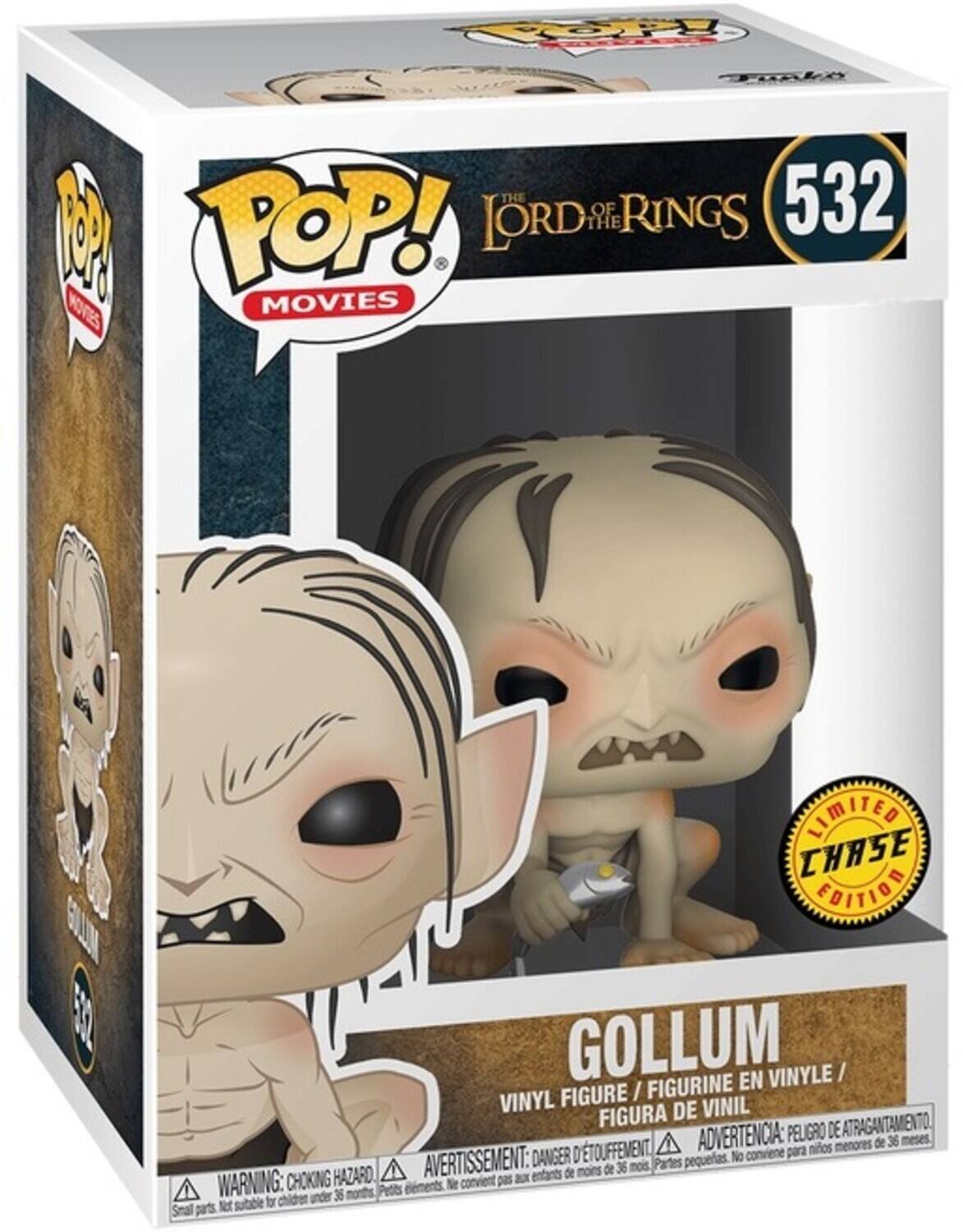 POP! LORD OF THE RINGS 532 MOVIES LIMITED CHASE EDITION GOLLUM VINYLE FIGURE / FIGURINE VINYL DE VINIL FIGURA ATRAGANTAMIENTO. ADVERTENCIA: PELIGRO DE DÉTOUFFEMENT AVERTISSEMENT: DANGER DÉTOUFFEMENT WARNING: CHOKING HAZARD. Petits éléments. Ne convient pas aux enfants de moins de 36 mois. Parts pequenas. No conviene para niños menores de 36 meses.