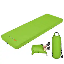 Costway - Folding Sleeping Pad, Self Inflating Camping Mattress with Carrying Bag - Green