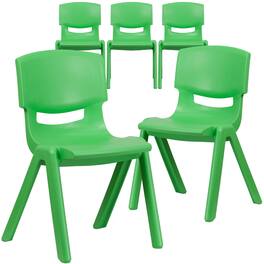 Emma + Oliver - 5 Pack Plastic Stackable School Chair with 15.5'' Seat Height - Green