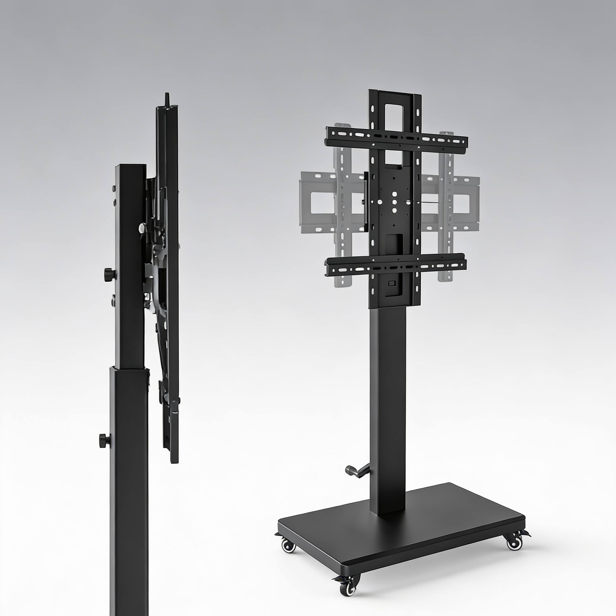 Alt View 1. Frangdom - Rolling TV Cart 90° Swivel 32-80" Hand-Crank Height 110 lbs - BLACK.