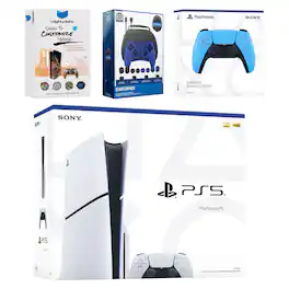 PlayStation 5 Slim Disc Bundle with Extra Controller, Accessory Kit and MightySkins Code - PlayStation 5