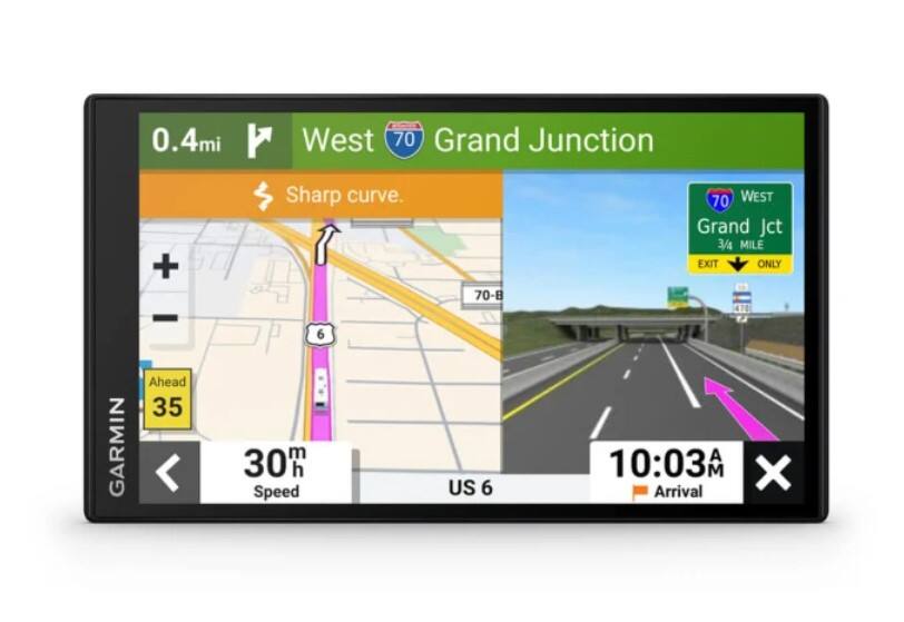 0.4mi West 70 Grand Junction  
Sharp curve.  

70 WEST Grand Jct 3/4 MILE EXIT ONLY  

Ahead 35 mph  

30 mph Speed  

US 6  

10:03 AM Arrival