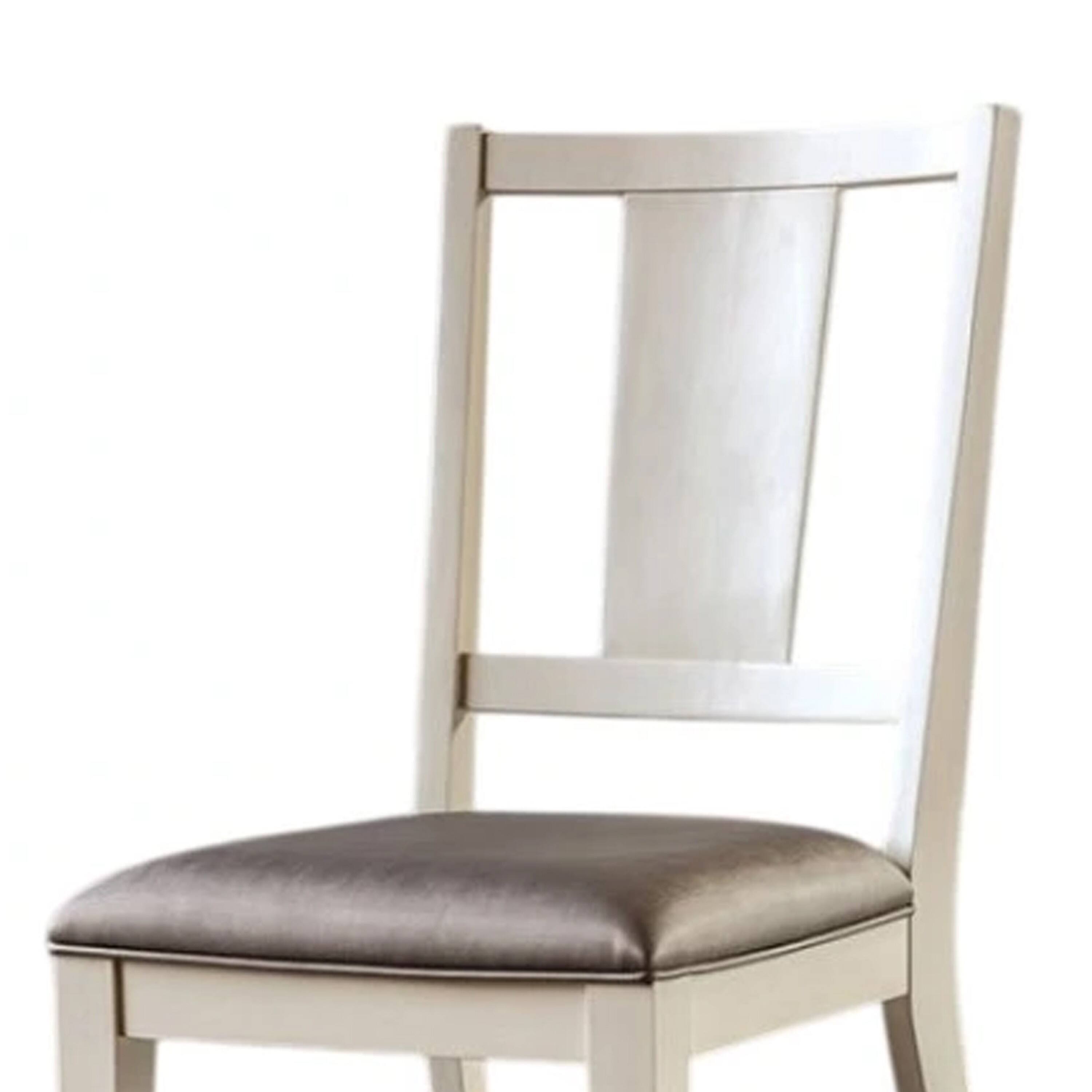 Alt View 2. Manhattan Lane - Witzy Side Dining Chair Set of 2, Faceted Panel Back - White Oak, Dark Gray.