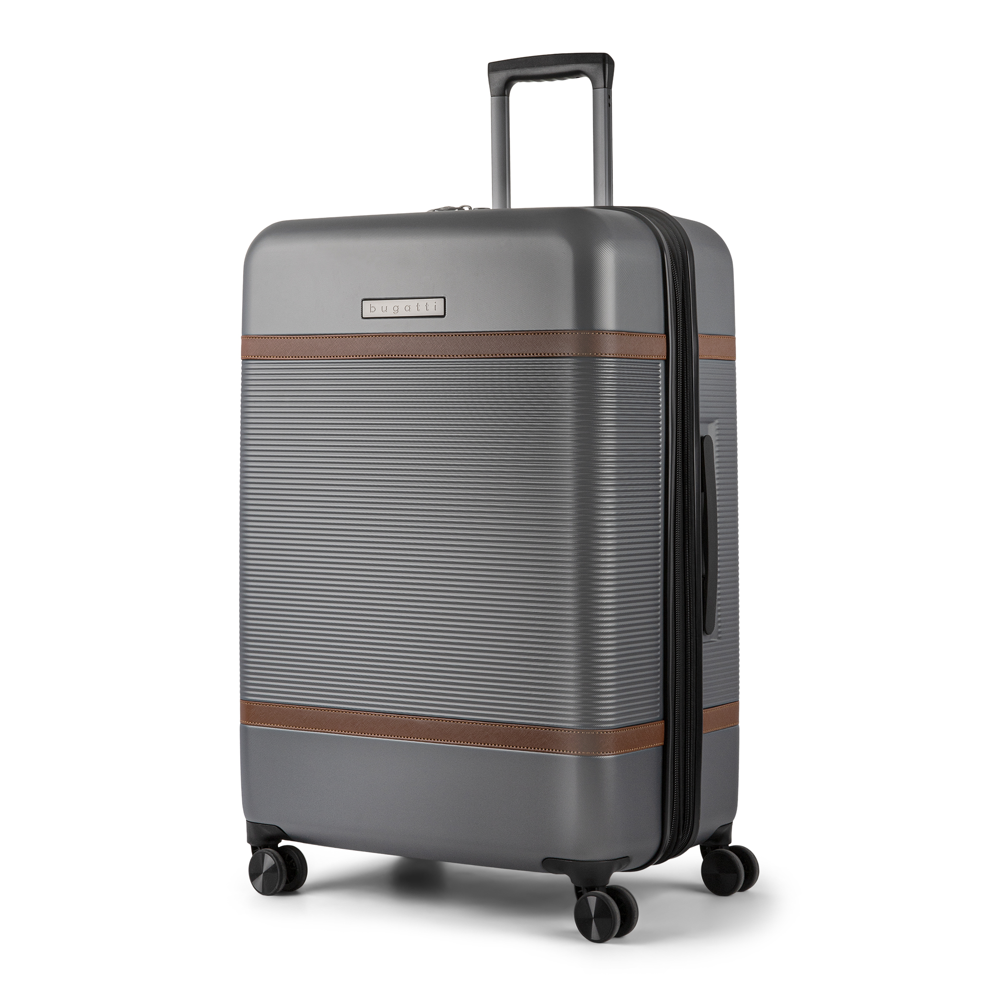 Angle View: Bugatti - "28 Wellington Suitcase - Pewter