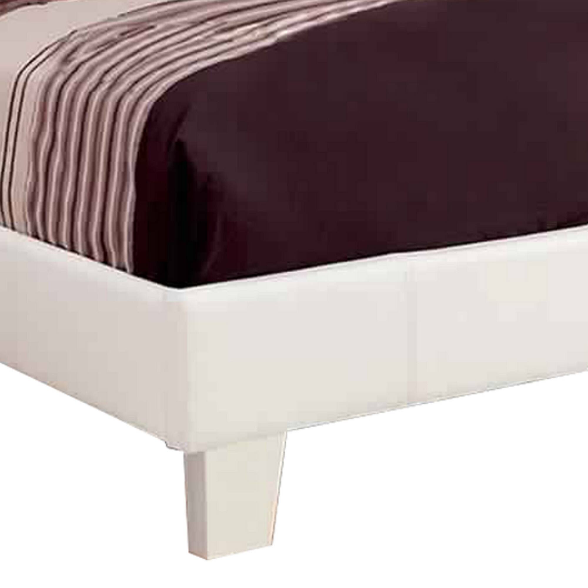Alt View 3. Manhattan Lane - Leatherette Platform Style Queen Size Bed with Tapered Block Feet - White.