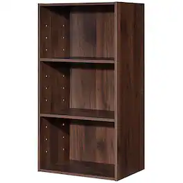 Costway - 3 Open Shelf Bookcase Modern Multi-functional Storage Display Cabinet - Walnut