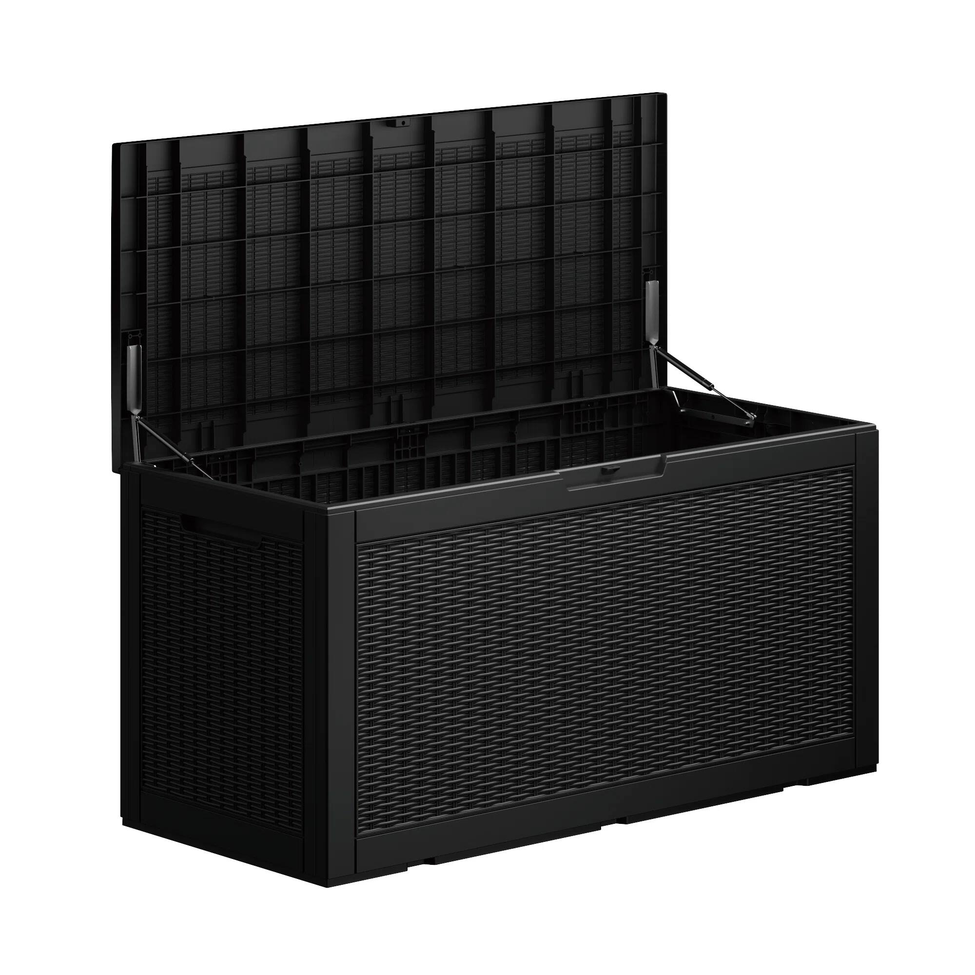 Angle. Chic Crate - 101 Gallon Water Resistant Resin Lockable Deck Box - Black.