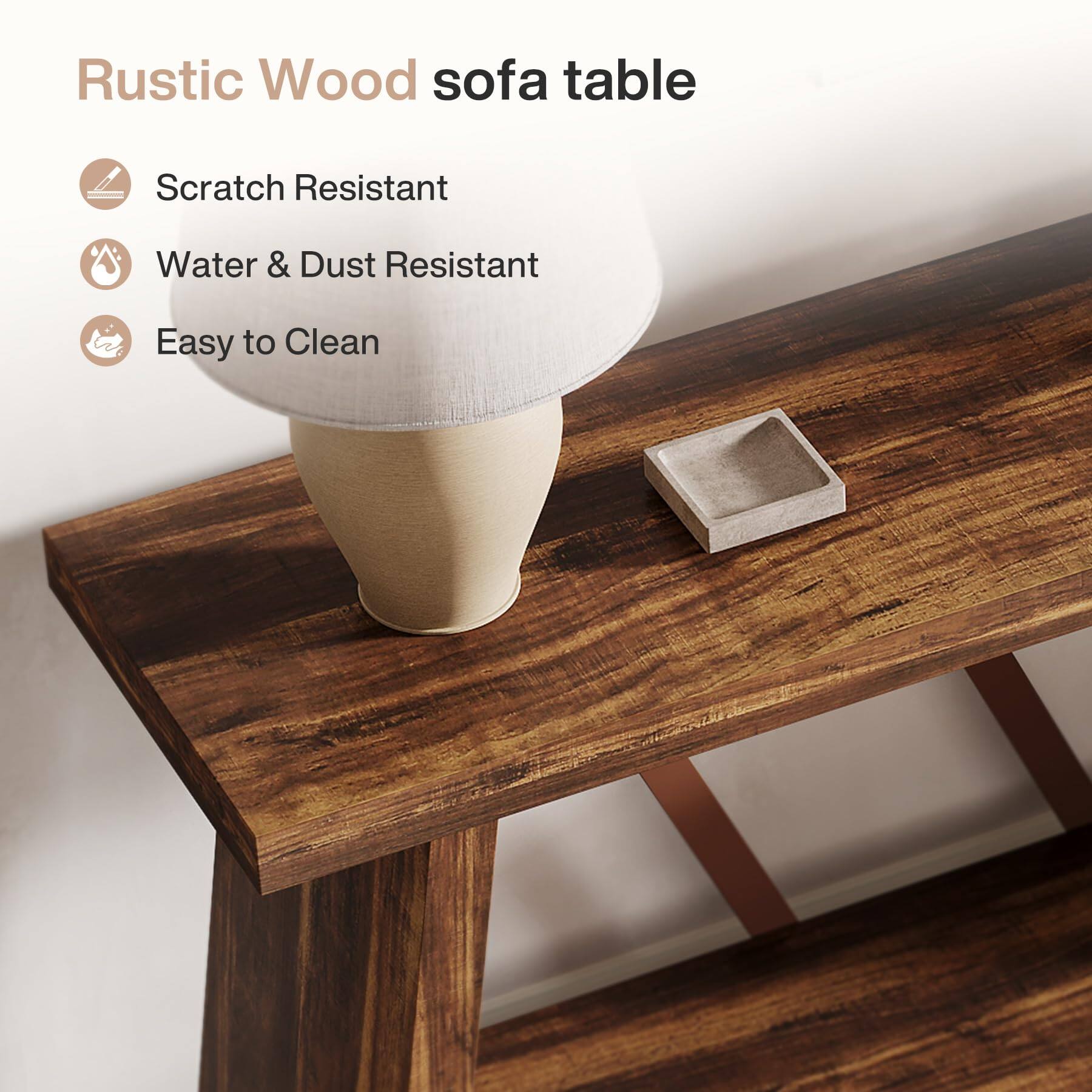 Rustic Wood sofa table

- Scratch Resistant
- Water & Dust Resistant
- Easy to Clean
