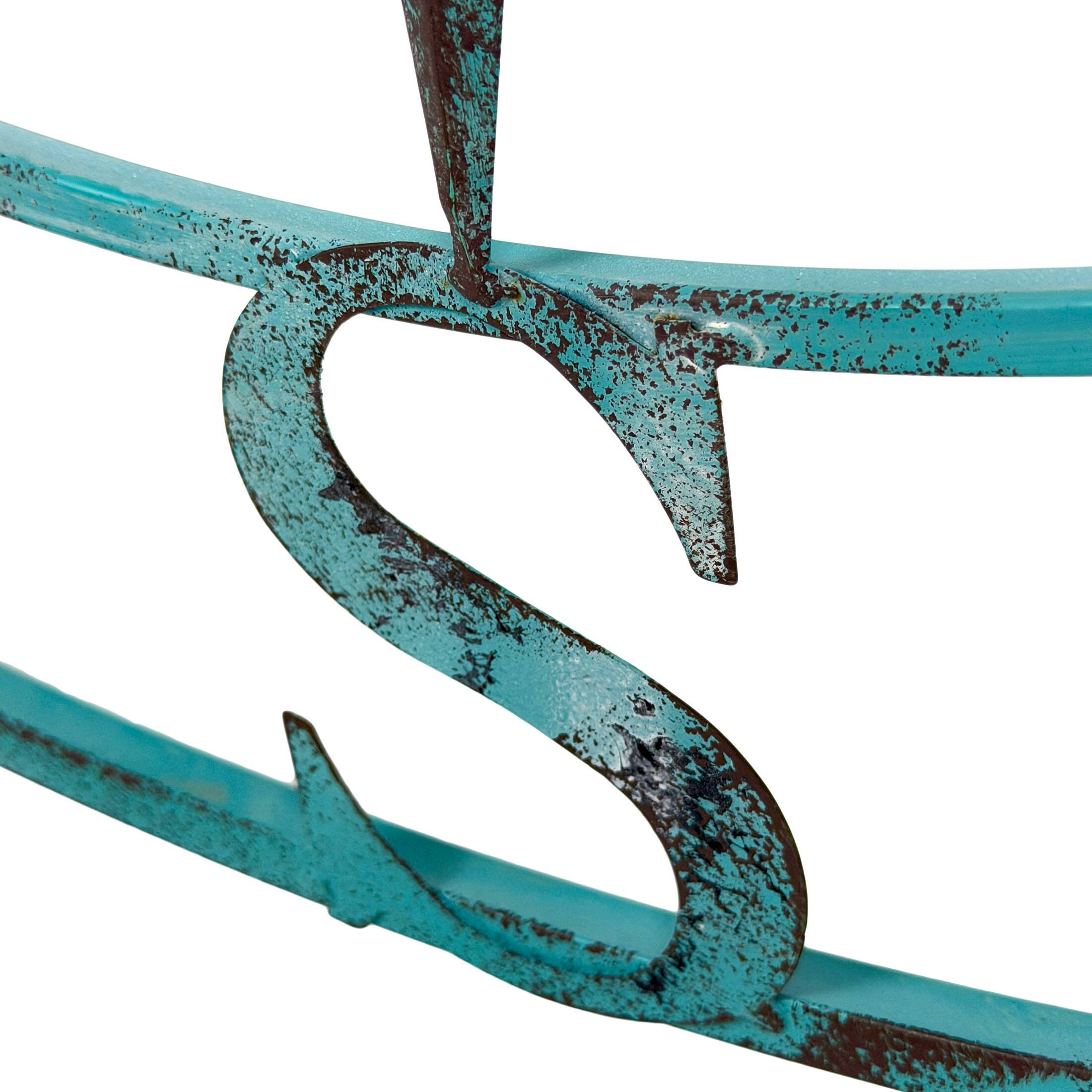 Alt View 5. Zeckos - 39 inch Aqua Metal Compass Rose Wall Decor Distressed Nautical Coastal Art - Aqua.