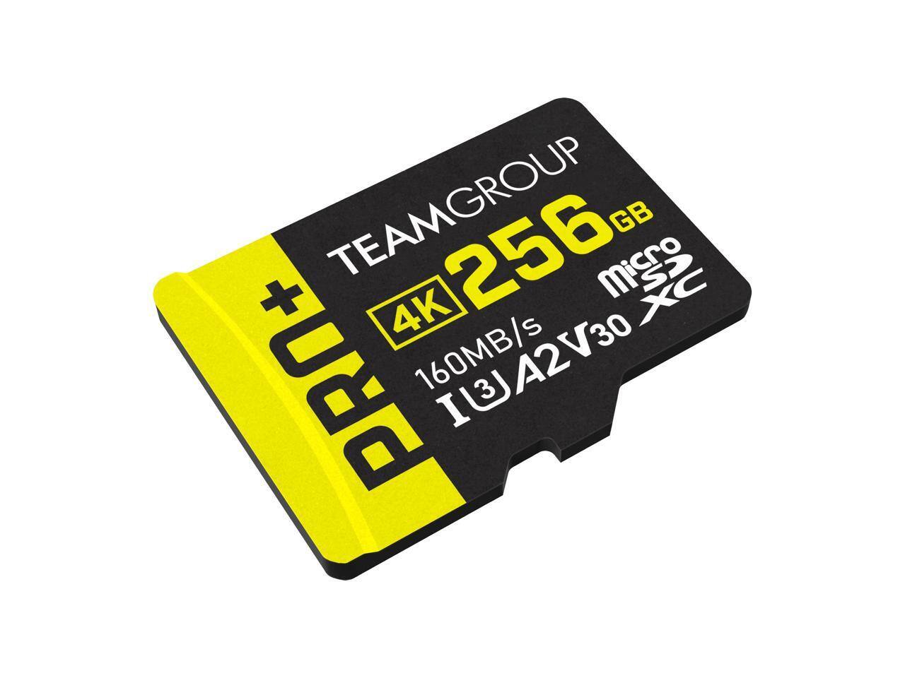 TEAMGROUP  
4K 256 GB  
MicroSDXC  
PRO+  
160MB/s  
103 A2 V30