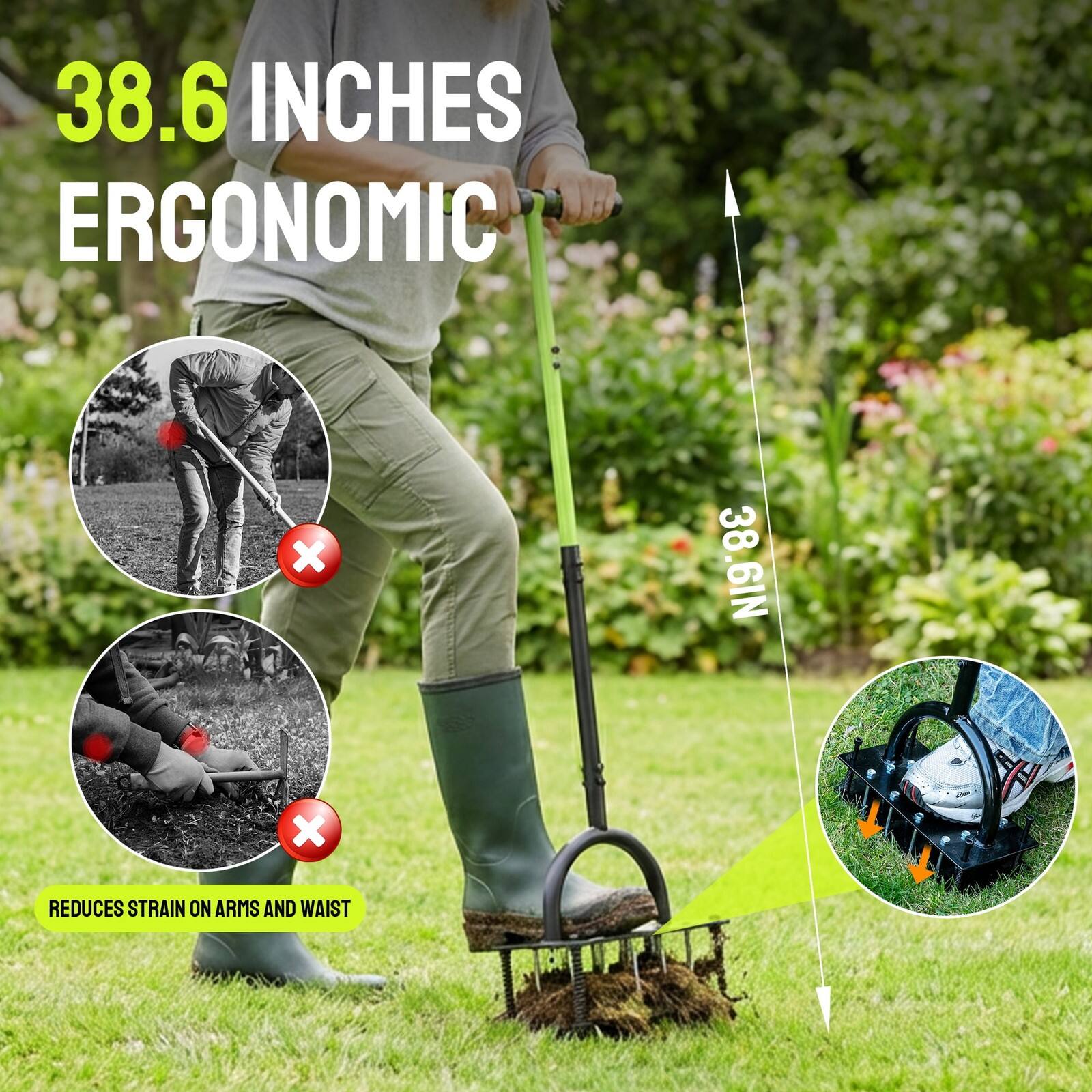 38.6 INCHES ERGONOMIC  
REDUCES STRAIN ON ARMS AND WAIST