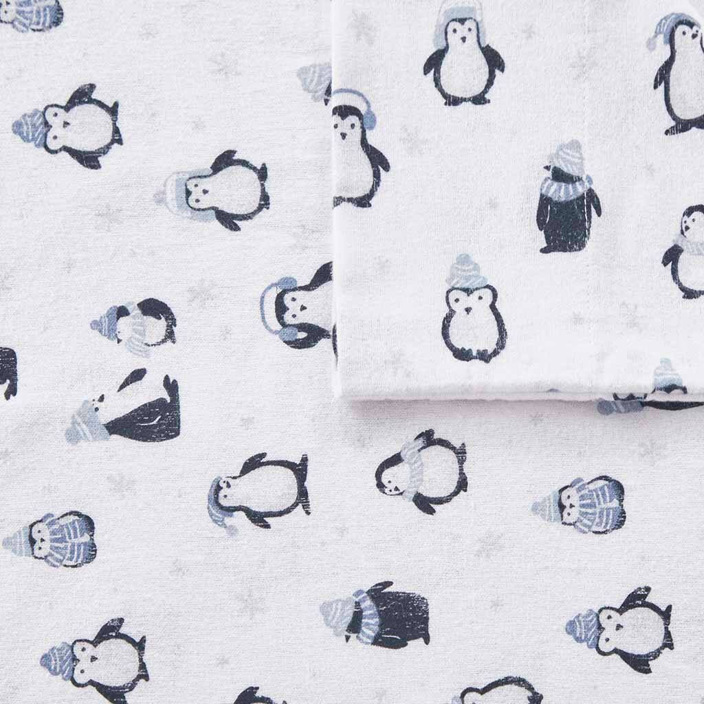 Alt View 5. Gracie Mills - Gracie Mills Atticus Cotton Flannel Printed Sheet Set - Blue Penguins.