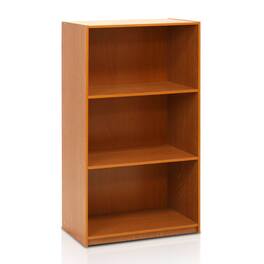 SlickBlue - Modern 3-Shelf Bookcase for Books, Decor, and Office Supplies - Light Cherry