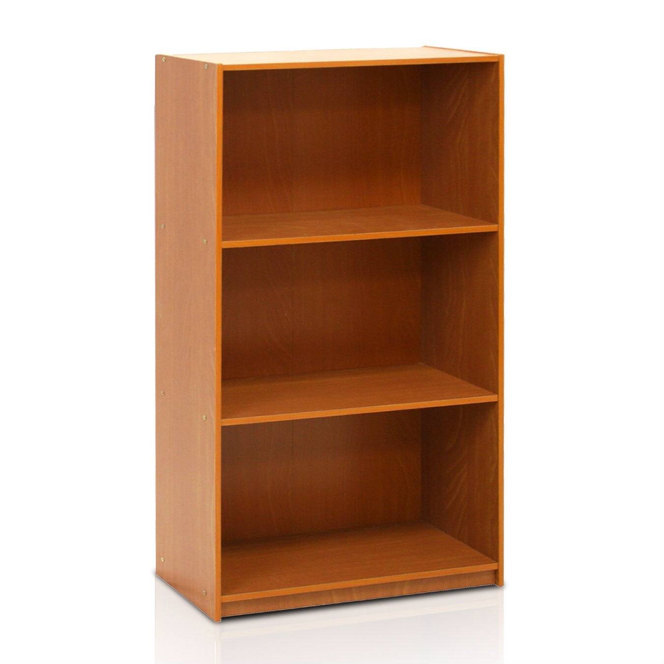 Front. SlickBlue - Modern 3-Shelf Bookcase for Books, Decor, and Office Supplies - Light Cherry.