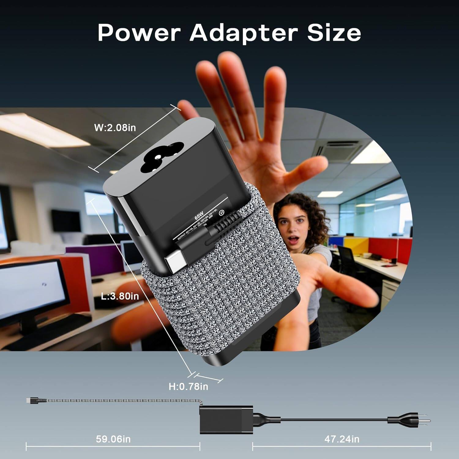 Core Tech Slim 65W USB C Laptop Charger – Compatible with HP Spectre ...