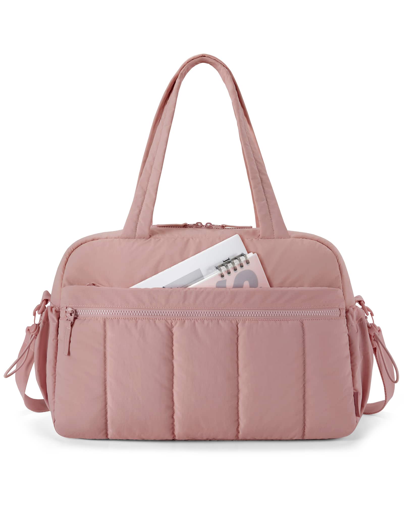 Bagsmart - Puffy Water-Resistant Gym & Travel Duffle Bag with Large Wet Pocket, Fits Under Airplane Seat, Lightweight Weekender Bag - Dark Pink