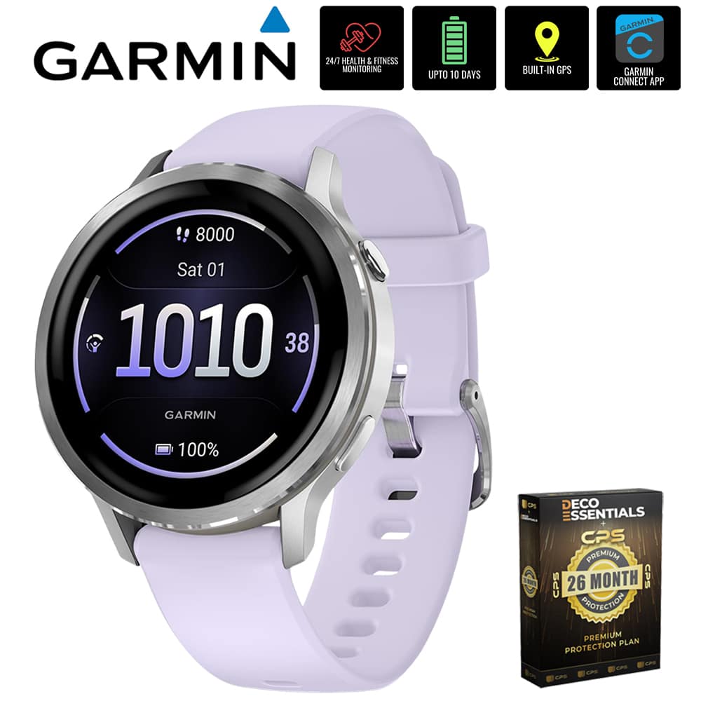 Garmin - Venu 4 41 mm Health & Fitness GPS Smartwatch Silver + 26 Month Protection - Silver|Periwinkle - (2025)
