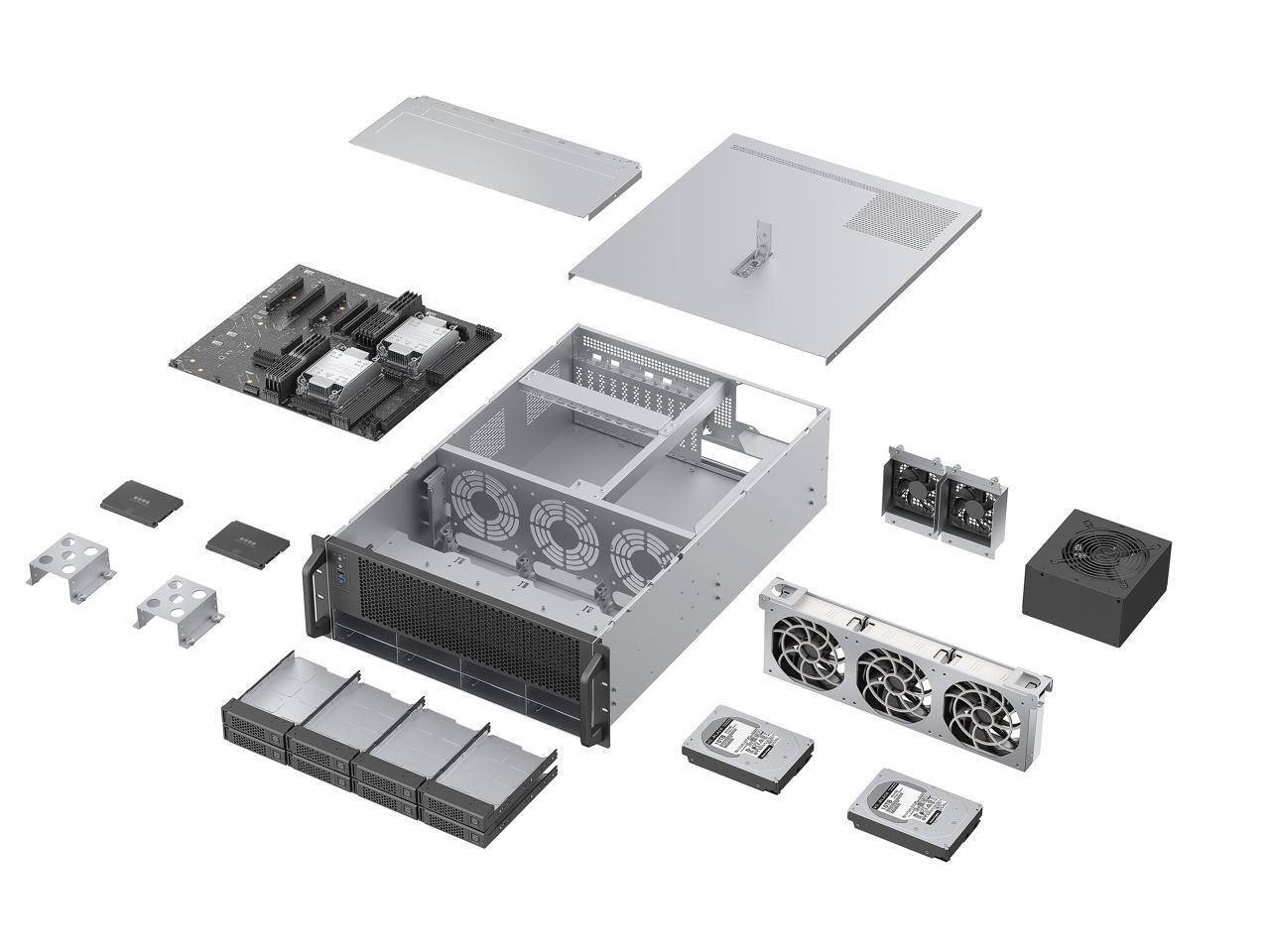Alt View 4. Rosewill - Rosewill 4U Server Chassis | 4 GPUs | 8 Hot-Swap SATA/SAS | E-ATX | USB 3.2 Type-C | Rail Kit | AI Servers - Black.