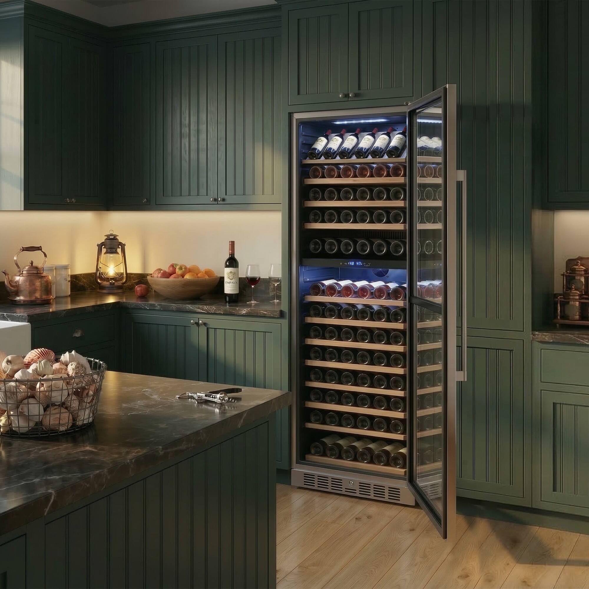 Alt View 6. Empava - 23.43 In. 163-bottle Dual Zone Freestanding Wine Cooler - Compressor Cooling, 13 Shelves, Wine Fridge 41-64°F In Black - Black.