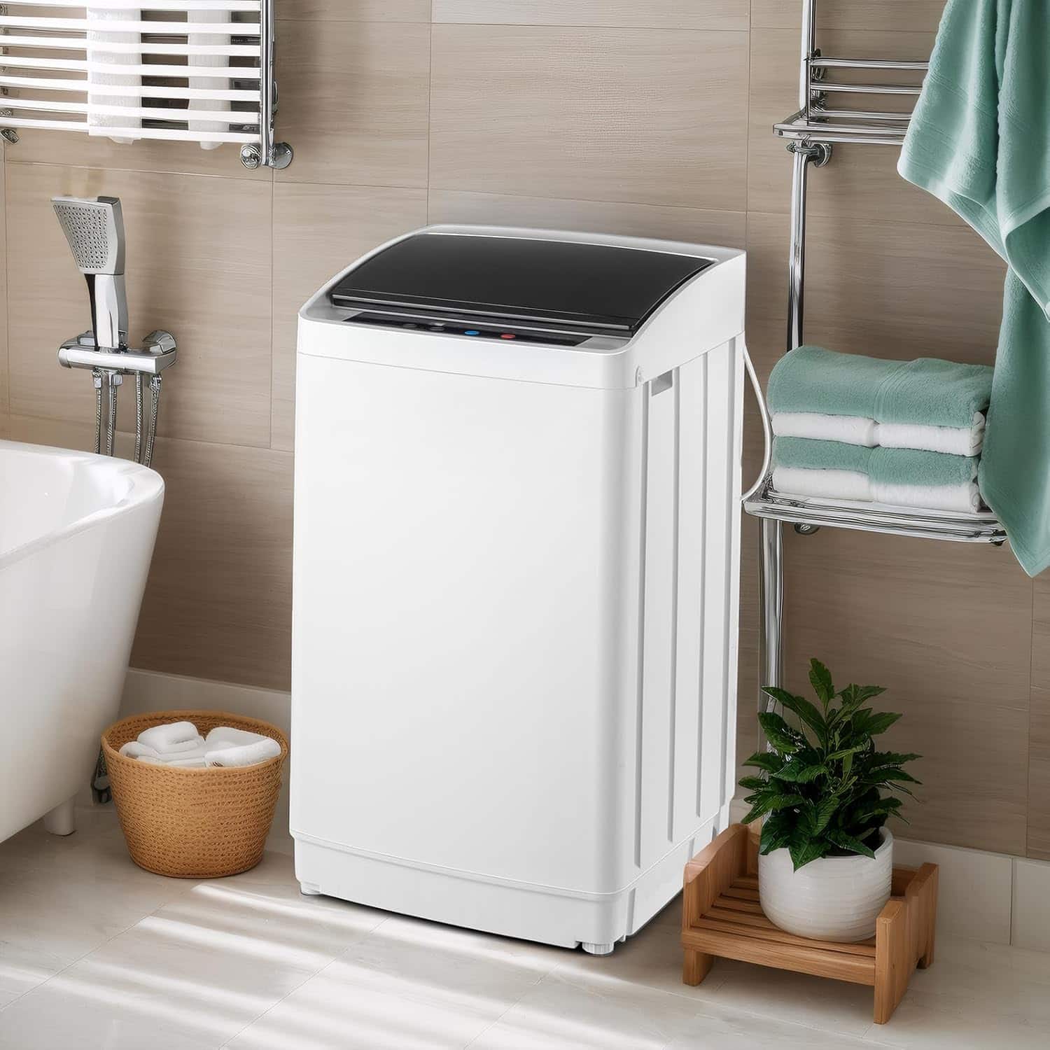 1.5cu.ft Full Auto Washing Machine, 17.8lbs Capacity Portable Washer, 8 Program,5 water levels