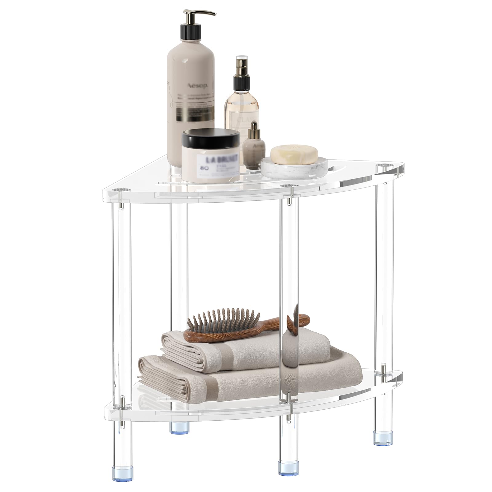 Front. JETRANSPORT - Corner Shower Stool For Inside Clear Small Bench Shaving Seating Waterproof Heavy Duty Assemble Modern (clear - Clear 15.75" D x 15.75" W x 18.11" H.