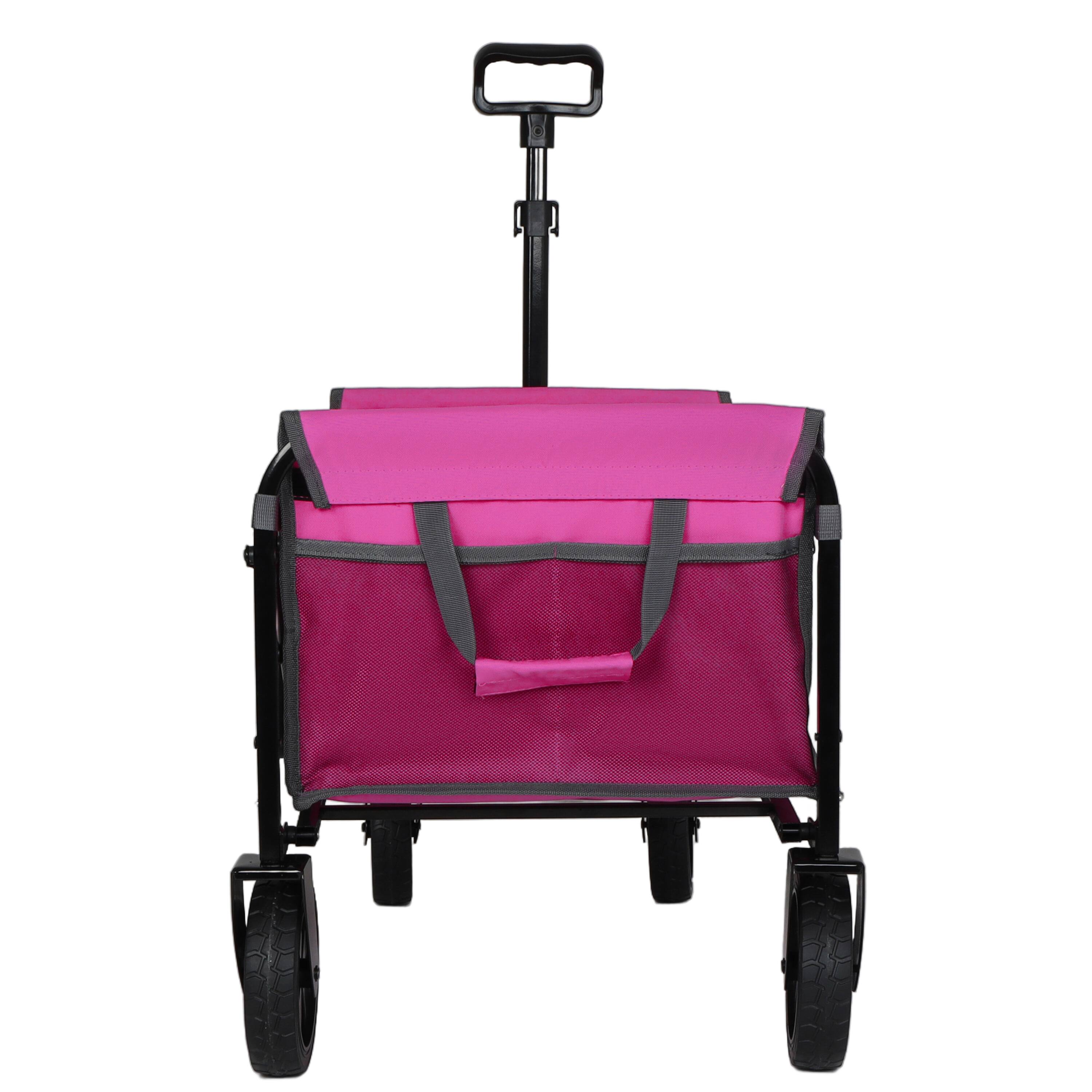 Alt View 5. TinyHomie - Heavy Duty Foldable Utility Trolley Bench Seat Dog Leash Pink.